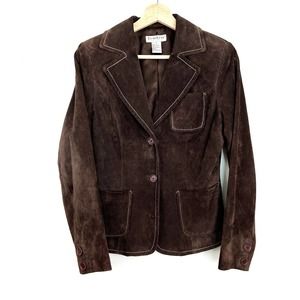 Bebe Y2K Blazer Jacket Genuine Suede Leather Size Small Brown 90s Fall